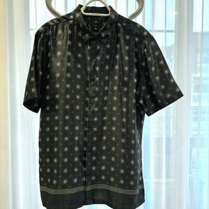 Patterned Black Button Shirt